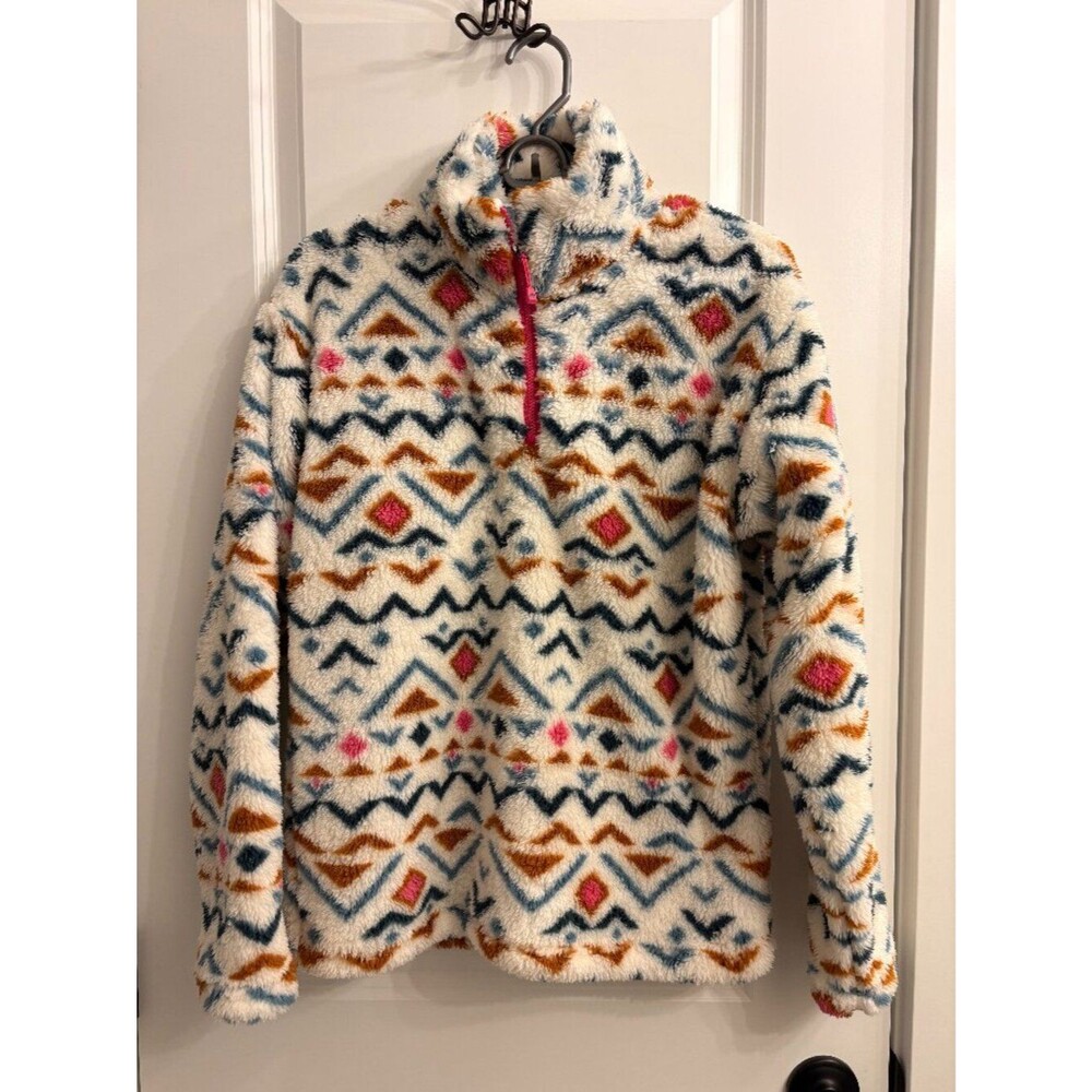 Eddie Bauer Women’s Sherpa Fleece Quarter Zip Pullover Size Small Aztec